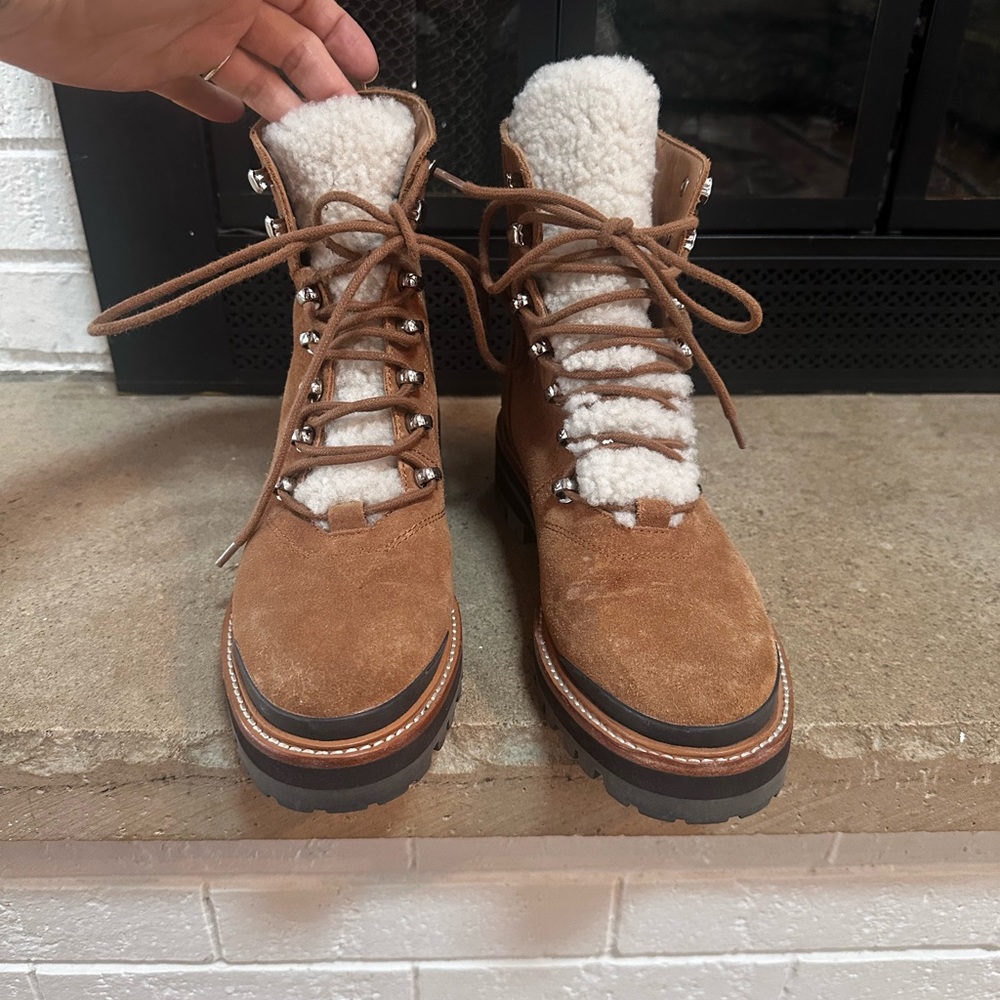 Marc Fisher suede boots with Sherpa tongue